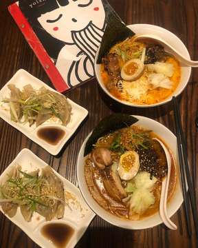 holiday lunch at Yoisho Ramen. 🍜
Ramen ! Kesukaan ! hari ini coba yoisho ramen review dikit yuk ; 
tekstur noodle bisa pilih thin / thick .
yang saya order thick ( as picture attach ) 
taste ; already mixed with indonesian fav. 
porsinya gede2 dari ramen & gyoza, kalau aku sih habis ya 🤣, tp bagi yang makannya mini can be sharing. 
ordering today : 
Ramen  Set 🍜 : Shio Paitan + chic gyoza + hot ocha 🍜 : Cheese  Paitan + chic gyoza + cold ocha 💵 : 74k ( blom sc ) 🥰 : ❤️❤️❤️
🗒 : no pork aka halal 🐤🐤 overall perut kenyang bet + hati pun senang ! Oiya jangan lupa order mochi matcha for closing your meal . #kuiakiru. 
For sure will be back , selain makanan banyak pilihan tempatnya asik bgt #instagramable 🥰

ps : bagi yang vegan , mereka ada ramen vegan loh 😊 #itadakimasu
.
.
.
.
.
#holiday #thursday #lunch #ramen #noodlelover #bakmilover #gyoza #melawai #senopati #japan #japanfood #japanfoodie #foodporn #foodism #instafood #likeforlikes #nomnom #jktfoodbang #jktfoodie #jajan #dessert #mochi #eat #gunawarman #foodphotography